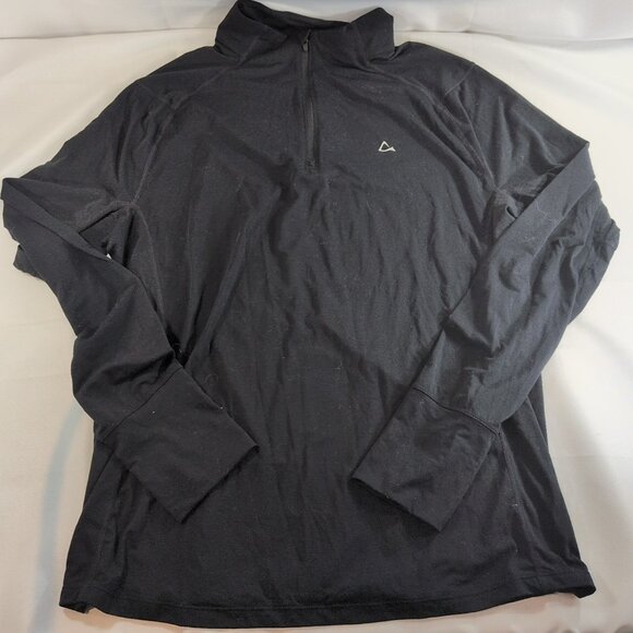 Paradox Long Sleeve 1/4 Zip Shirt Merino Wool Blend Collared Black Women's XL - Picture 1 of 10